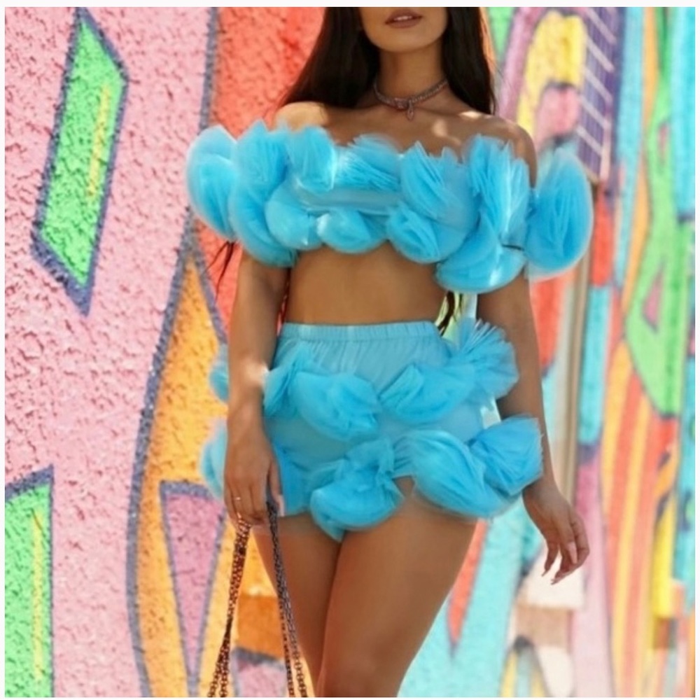 Two piece tulle short set NWOT size small never worn